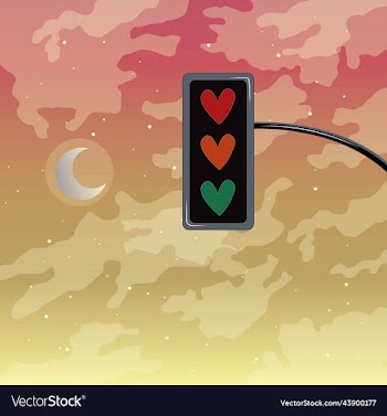 traffic light with hearts in the form of lights