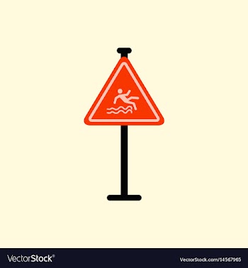 Traffic sign caution danger of falling into the vector image