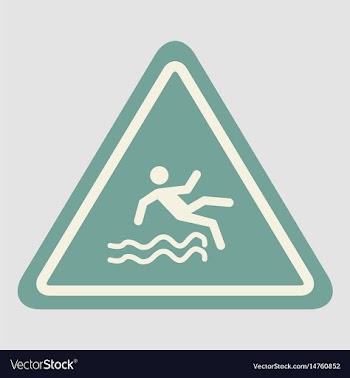 Traffic sign caution danger of falling into the vector image