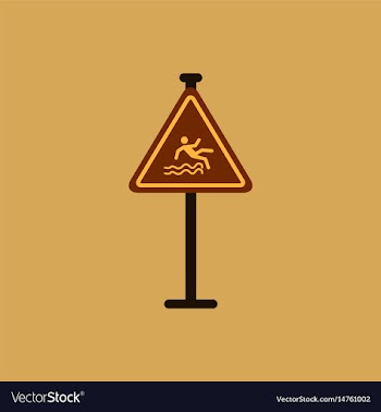 Traffic sign caution danger of falling into the vector image