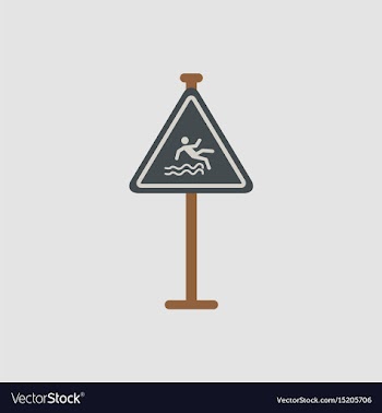 Traffic sign caution danger of falling into the vector image