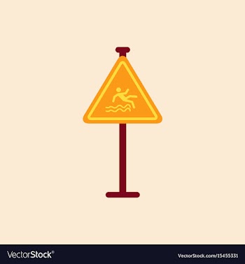 Traffic sign caution danger of falling into the vector image