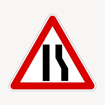 Traffic sign, right lane ends | Free Photo - rawpixel
