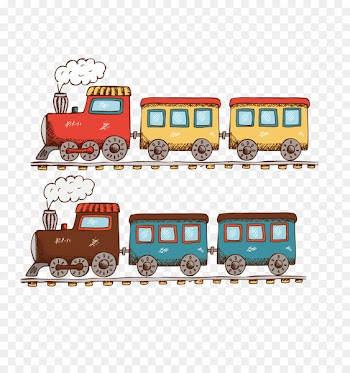 Train Cartoon Track Illustration - Hand-painted cartoon train vector material 