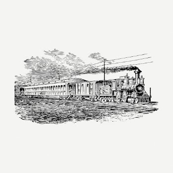 Train drawing, transportation vintage illustration | Free PSD - rawpixel