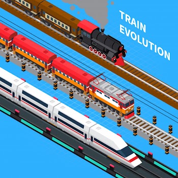 Train evolution isometric composition Free Vector