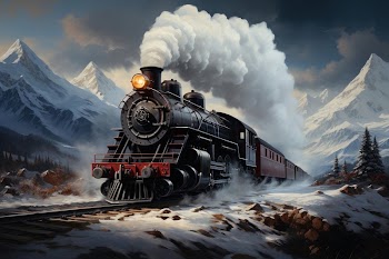 Train locomotive mountain vehicle. AI | Free Photo - rawpixel