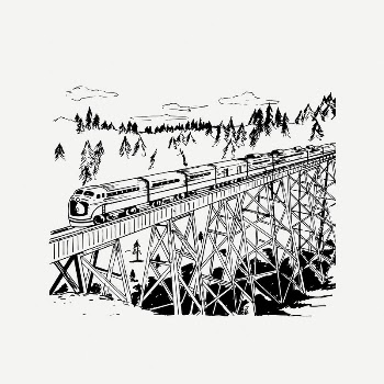 Train on trestle clipart, vintage | Free PSD Illustration - rawpixel