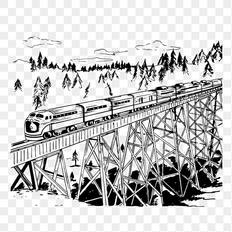 Train on trestle png sticker, | Free PNG - rawpixel