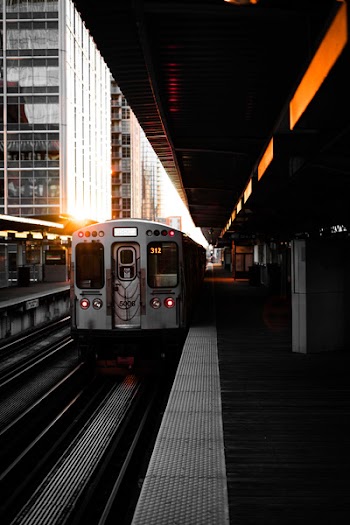 Train Passing by at Train Station