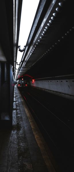 train passing on tunnel