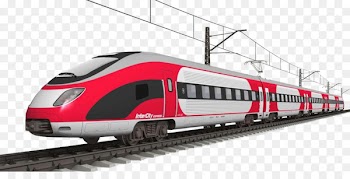 Train Rail transport Track Locomotive High-speed rail - With red trains on the railway 