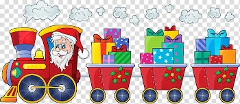 Train Santa Claus Rail transport Christmas, Christmas Train transparent background PNG clipart