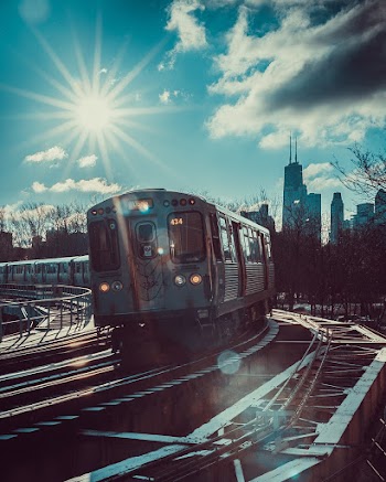 Train Under Blue Sky