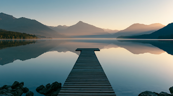 Tranquil Alpine Lake at Sunrise