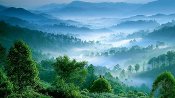 Tranquil Misty Mountain Valley at Dawn