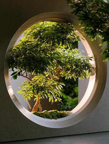 Tranquil View Through Circular Frame