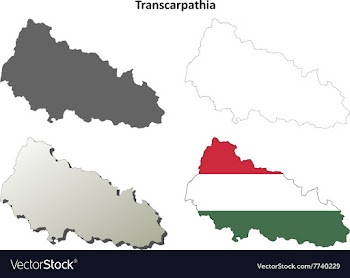 Transcarpathia blank outline map set - Hungarian vector image