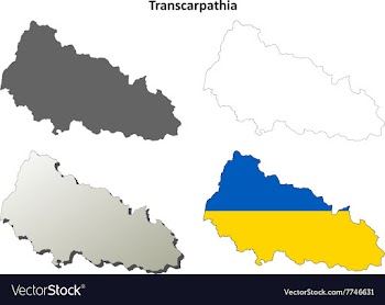 Transcarpathia blank outline map set - Ukrainian vector image