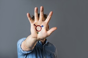 Transgender Pride Symbol Painted On Hand