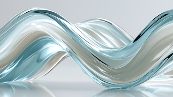 Translucent Abstract Glass Waves in Elegant Pearl and Ice Blue