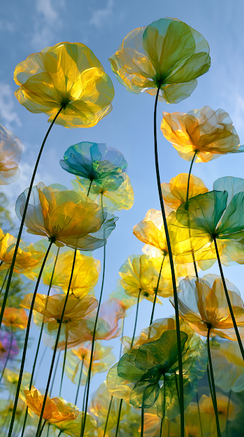 Translucent Blossoms in a Dreamlike Garden