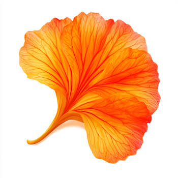 Translucent Orange Flower Petal on White Background
