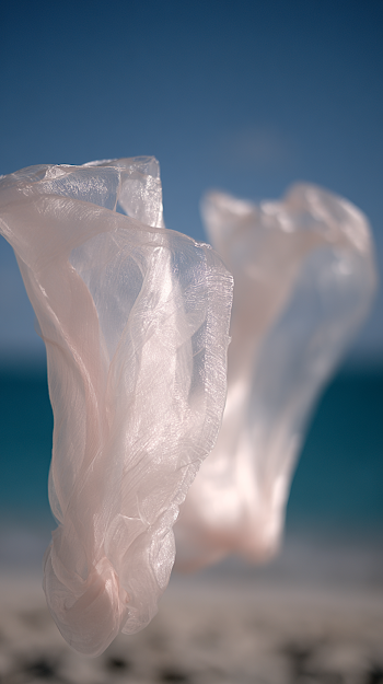 Translucent Organic Fabric Flowing in Tropical Breeze