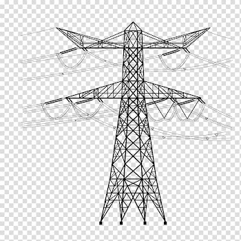 Transmission tower sketch, Electricity Utility pole Overhead power line High voltage Electrical cable, cable high voltage line tower transparent background PNG clipart