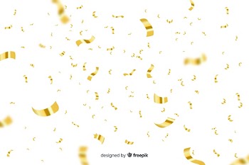 Transparent background with golden confetti Free Vector