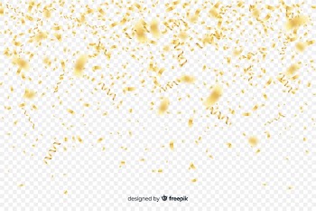 Transparent background with golden confetti Free Vector