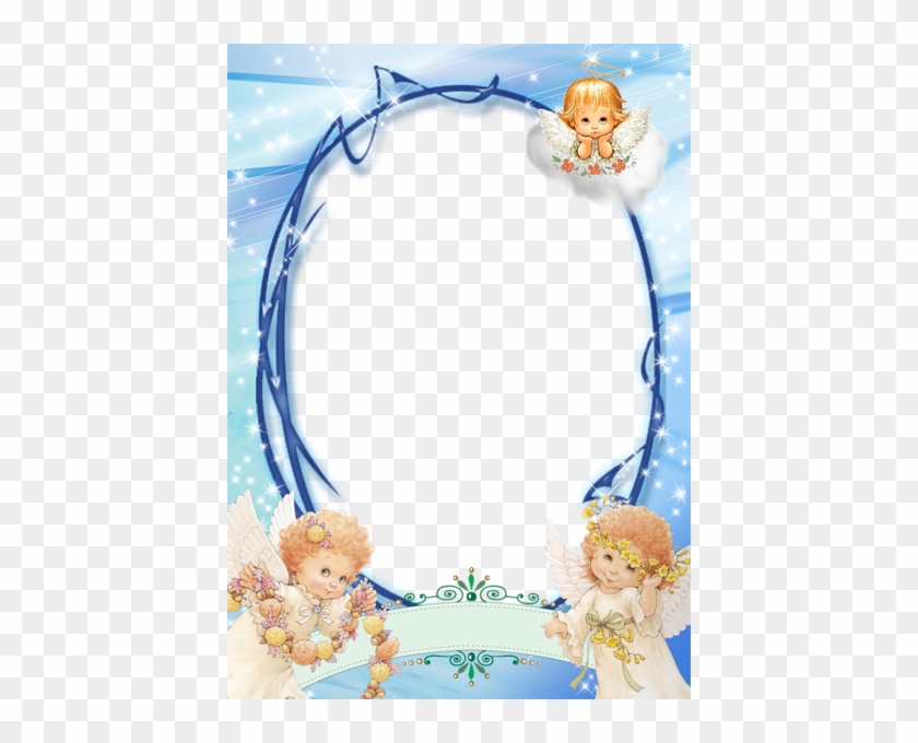 Transparent Blue Png Frame With Angels - Marcos Para Fotos De Bautismo