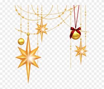 Transparent Christmas Gold Stars And Ornament Clipart - Christmas Stars Images Png