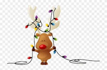 Transparent Christmas Lights Png For Kids - Cheery Reindeer From All Of Us Holiday Card