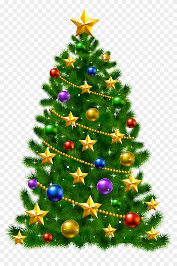 Transparent Christmas Tree With Stars Png Clipart - Christmas Tree With Stars