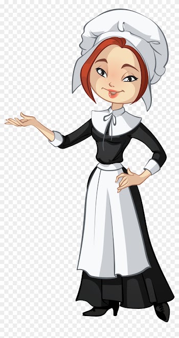 Transparent Female Pilgrim Png Clipart - Girl Pilgrim Cartoon