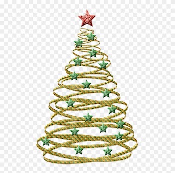 Transparent Gold Christmas Tree With Green Stars Png - Black And White Christmas Tree Clipart