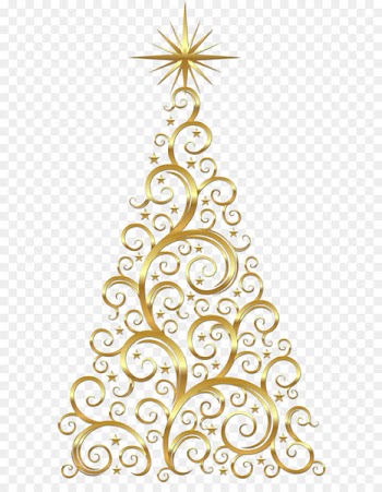 Transparent Gold Deco Christmas Tree Clipart 