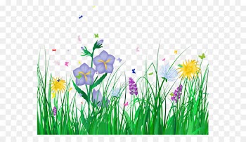 Transparent Grass and Flowers Clipart 