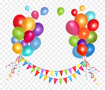 Transparent Party Streamer And Balloons Png Clipart - Happy Birthday Balloons Png