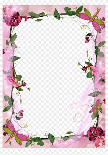Transparent Pink Photo Frame With Pink Flowers - Transparent Png Flowers Frame Png