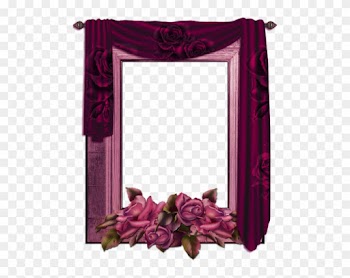 Transparent Png Frame With Curtain And Roses - Curtain Frame Png