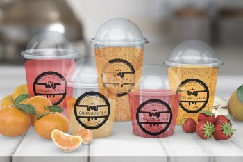 Transparent smoothie glass mockup Free Psd