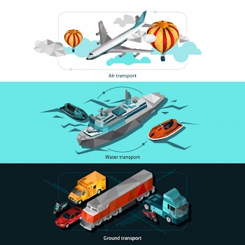 Transport low poly banners Free Vector