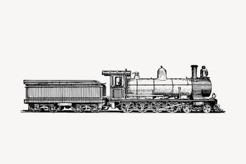 Transport train drawing clipart, vintage | Free Vector - rawpixel