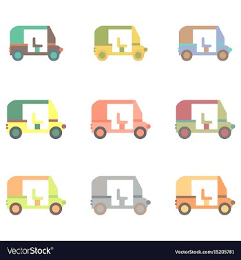 Transportation golf cart flat icons collection vector image