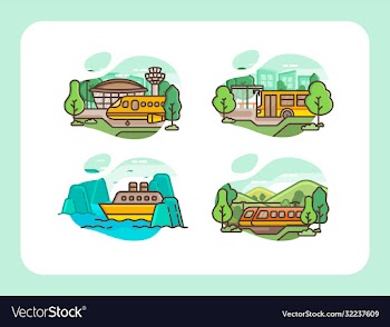 transportation template collection line art