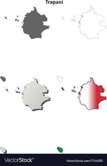 Trapani blank outline map set vector image