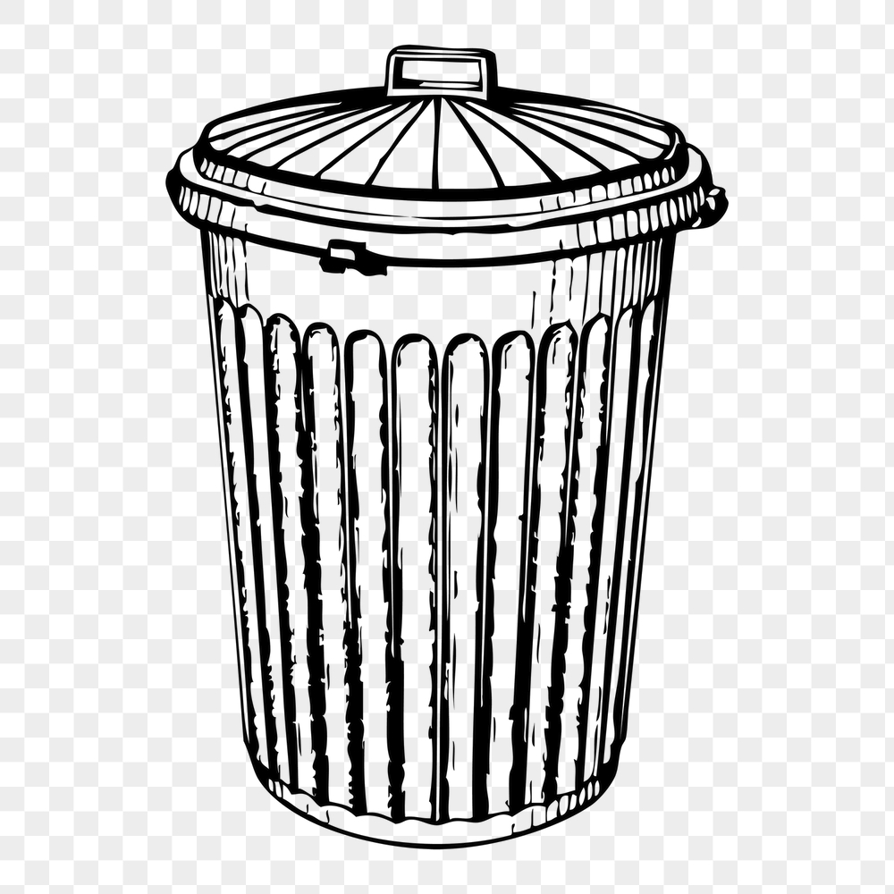 Trash can png sticker, vintage | Free PNG - rawpixel