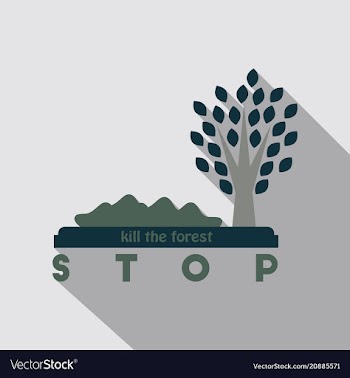 Trash under the tree and text stop kill the forest vector image